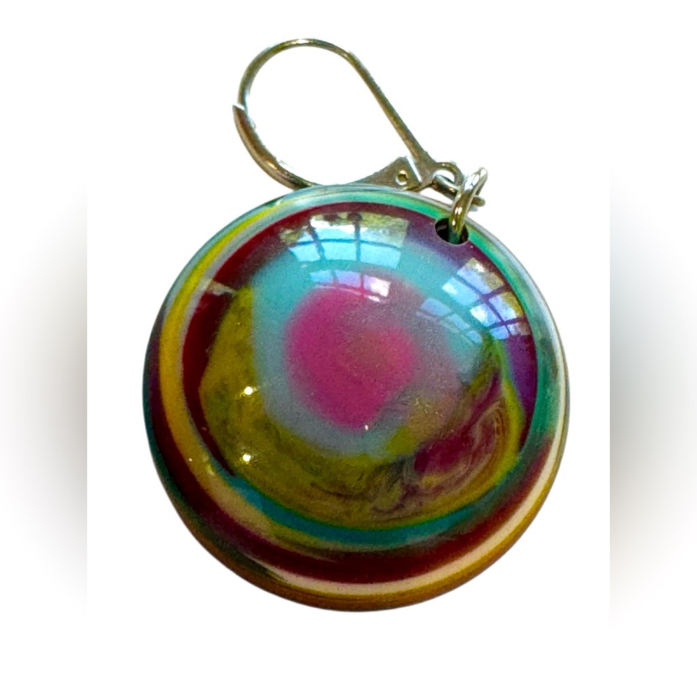 Vintage Colorful Resin Swirl Earrings. Lever backs. EUC - Picture 4 of 8